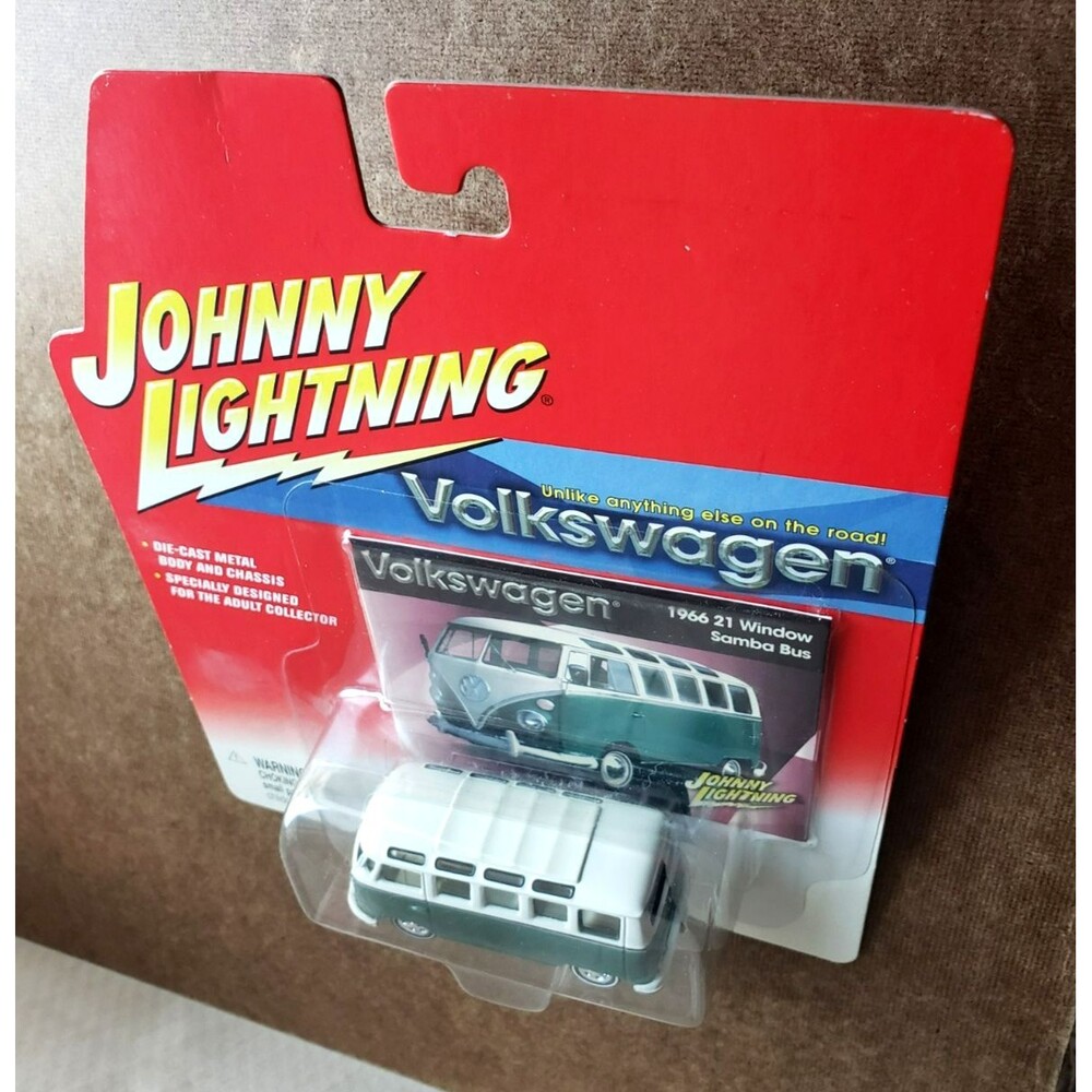 2002 Johnny Lightning VOLKSWAGEN VW 1966 21 WINDOW SAMBA BUS GREEN 1:64 5 Spoke - Picture 15 of 16